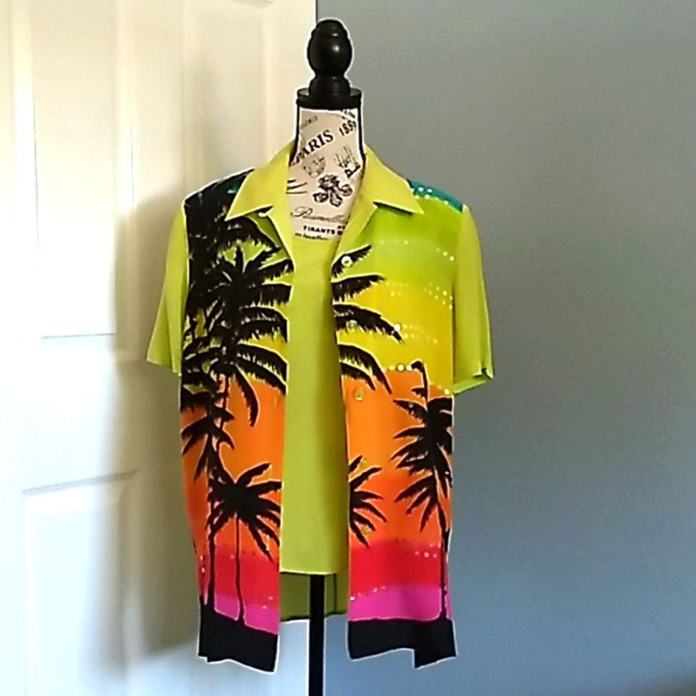 Diane Gilman Silk Blouse and Reversible Tank Set - Size M
